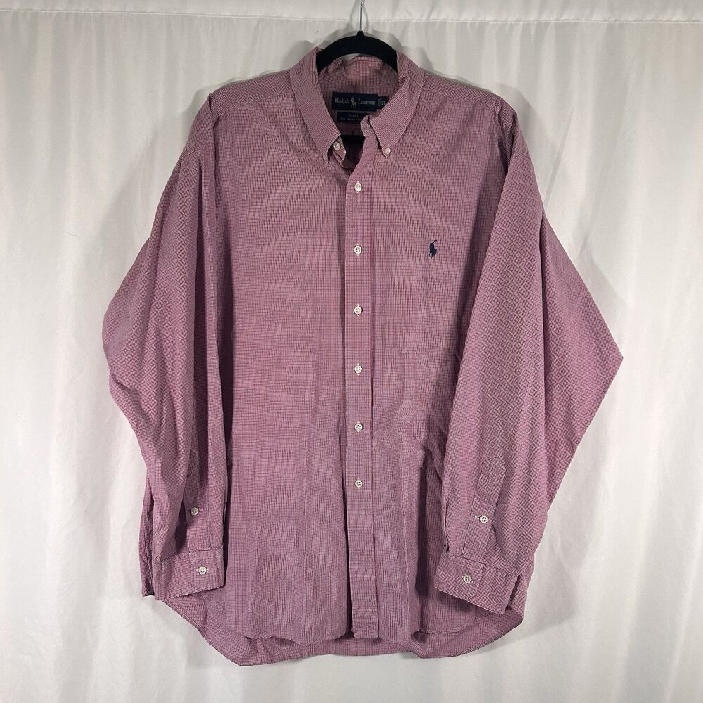 Ralph Lauren Blake Shirt Men's XL Red Plaid Button Up Long Sleeve 2 Ply Cotton